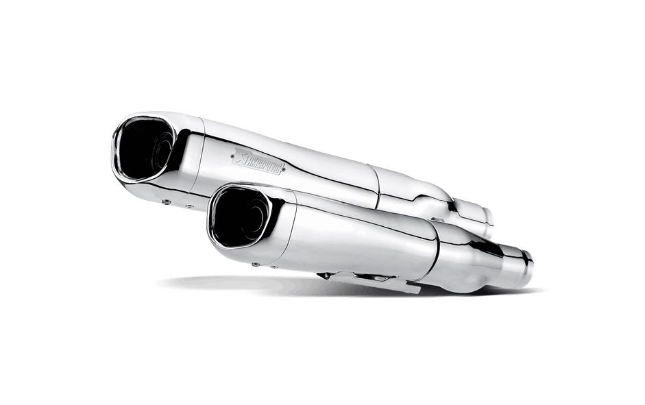 Slip-On Line Dual Mufflers - Chrome with Chrome End Caps
