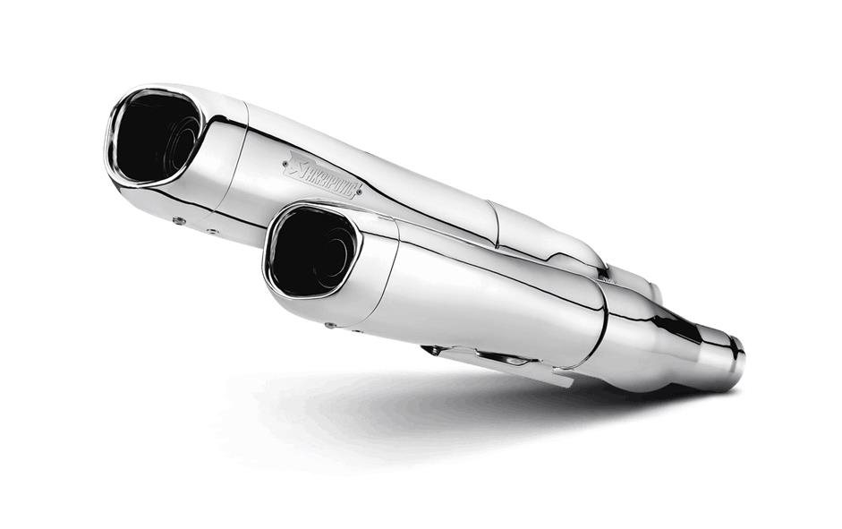 Slip-On Line Dual Mufflers - Chrome with Chrome End Caps