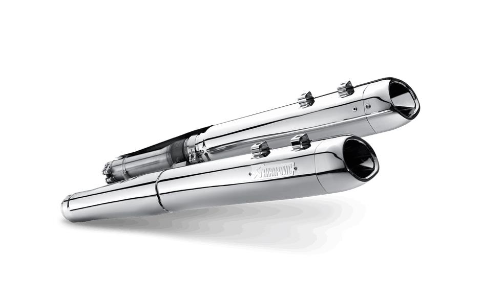 Slip-On Line Dual Mufflers - Chrome with Chrome End Caps