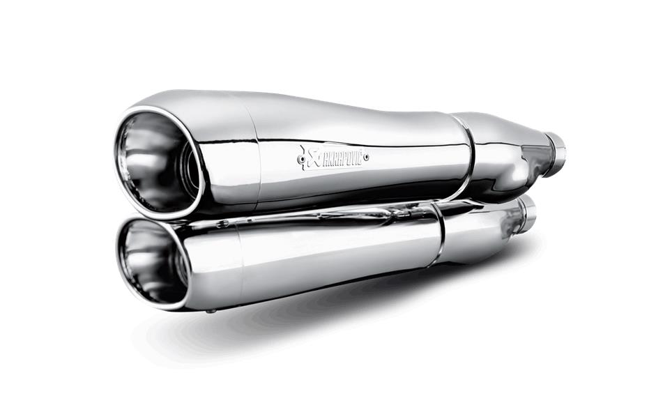Slip-On Line Dual Mufflers - Chrome with Chrome End Caps