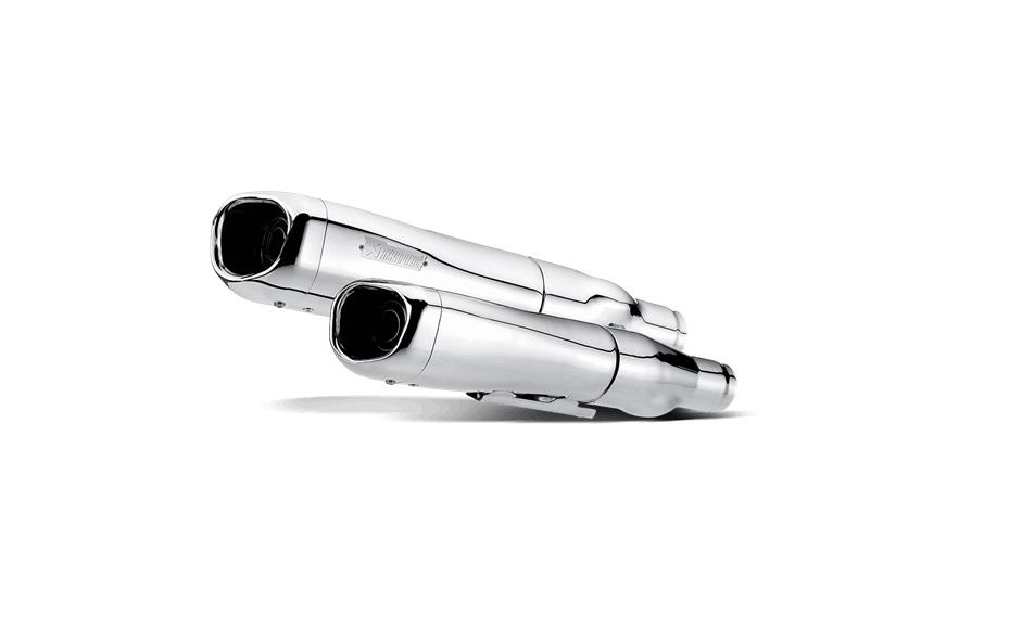 Slip-On Line Dual Mufflers - Chrome with Chrome End Caps