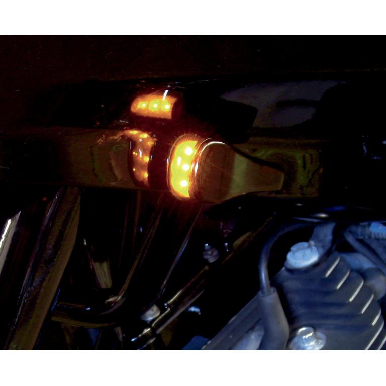 LED Front Signal Lights with Smoked lens/Amber LEDs - Black anodized (smooth)