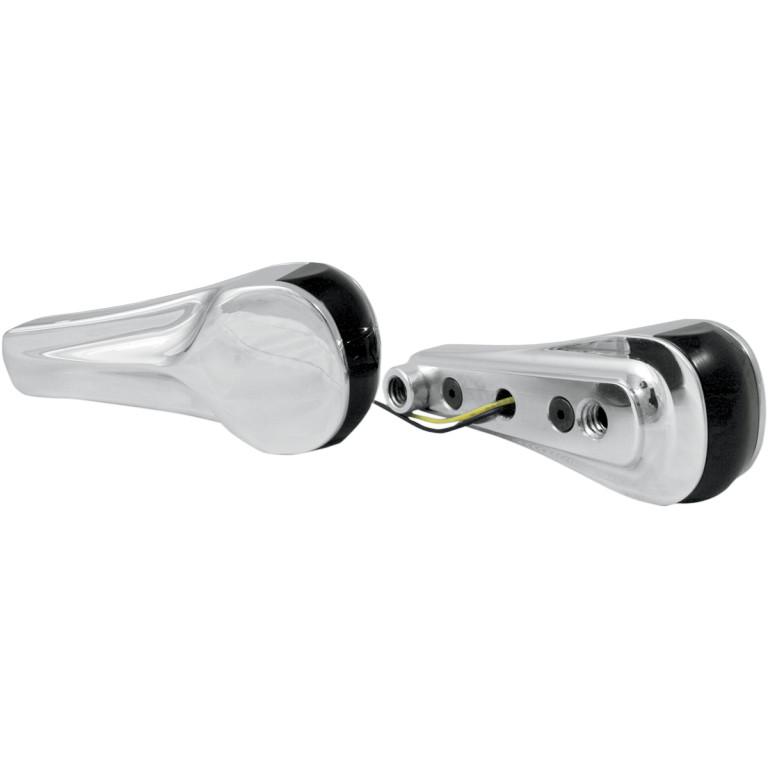 LED Front Signal Lights with Clear lens/Amber LEDs - Chrome (finned)