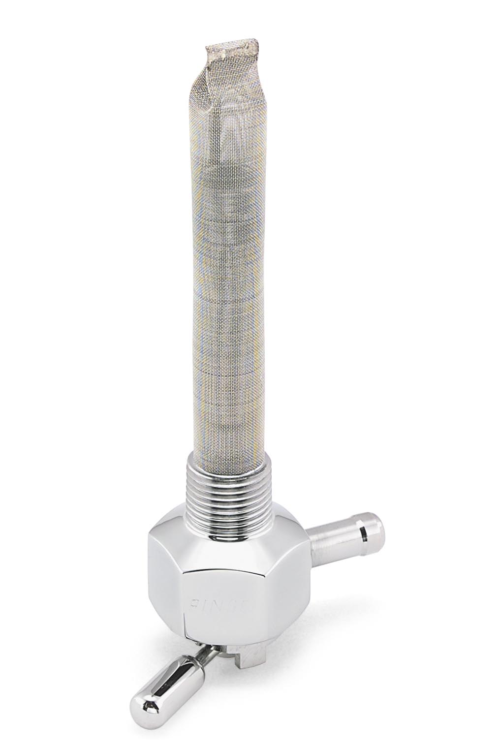 Power-Flo Petcock - 90deg. Outlet Facing Inward - Chrome