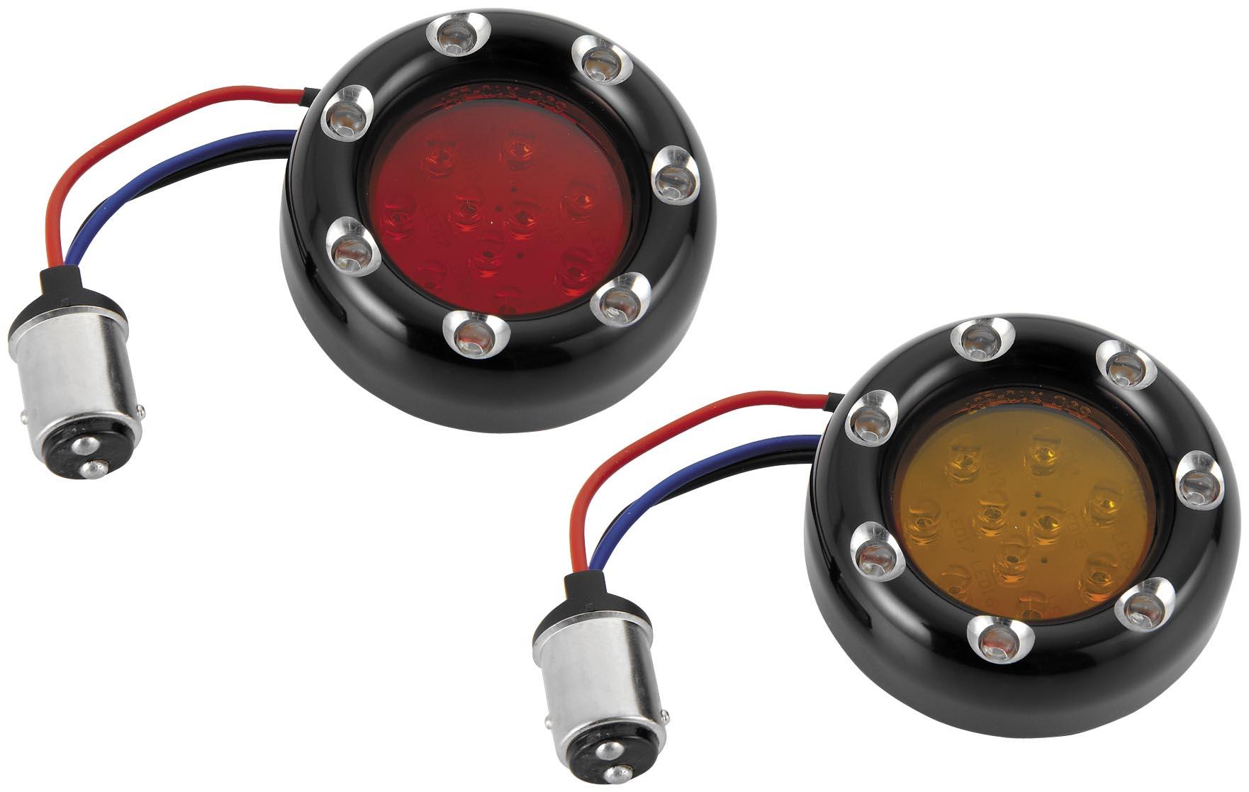 LED Fire Ring Kit - Amber Lens - Black Trim - Amber LED - Dual Filament - 1157 Style