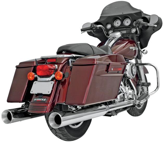 4in. Slip-On Mufflers with 2 1/2in. Performance Baffles - Inverted Billet Insert - Chrome