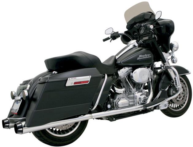 4in. Slip-On Megaphone Mufflers with 2 1/4in. Standard Baffles -  Chrome with Black Fluted End Cap