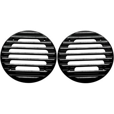Rear Finned Speaker Grilles - Black Diamond Edge