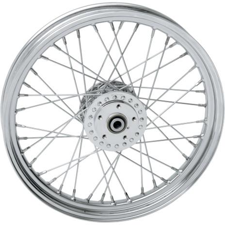 Laced 40 Spoke Front Wheel - 19x2.5 - Chrome (Single/Dual Disc)