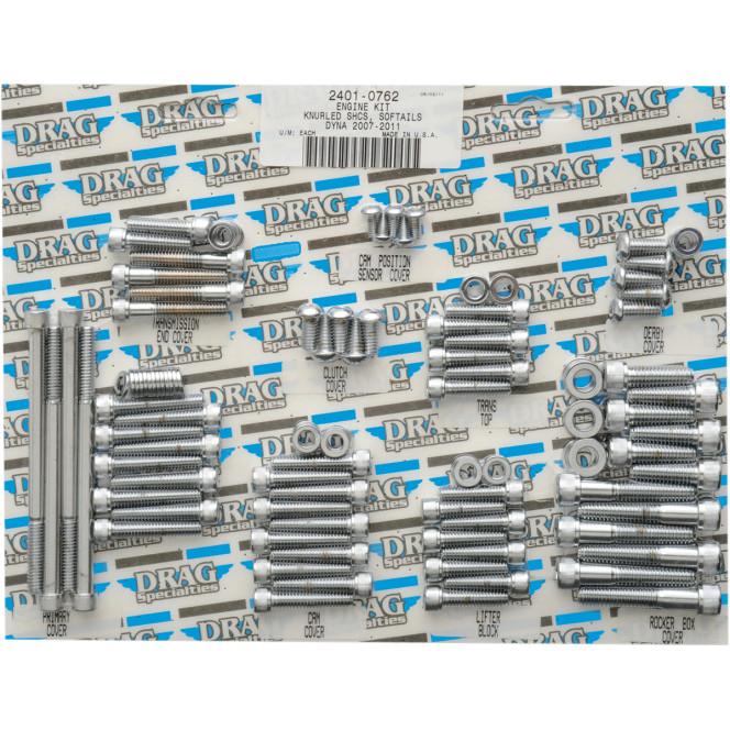 Complete Motor Chrome Socket-Head Bolt Set - Knurled