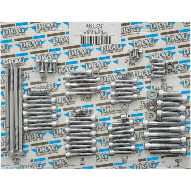 Complete Motor Chrome Socket-Head Bolt Set - Knurled