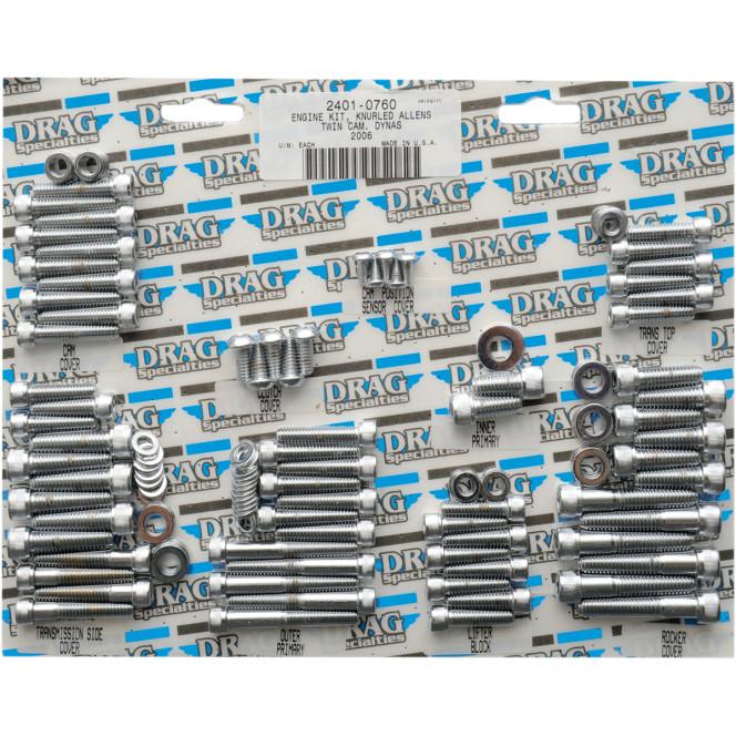 Complete Motor Chrome Socket-Head Bolt Set - Knurled