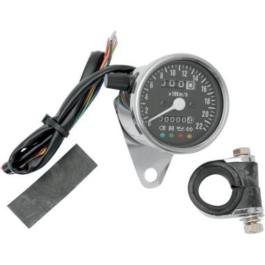 2.4in. Mini Mechanical Speedometers with Led Indicators - Ratio KM/H 1:1 - Black Face
