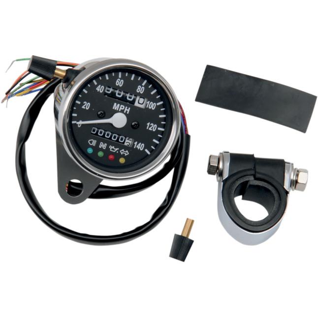 2.4in. Mini Mechanical Speedometers with Led Indicators - Ratio 2240:60 - Black Face