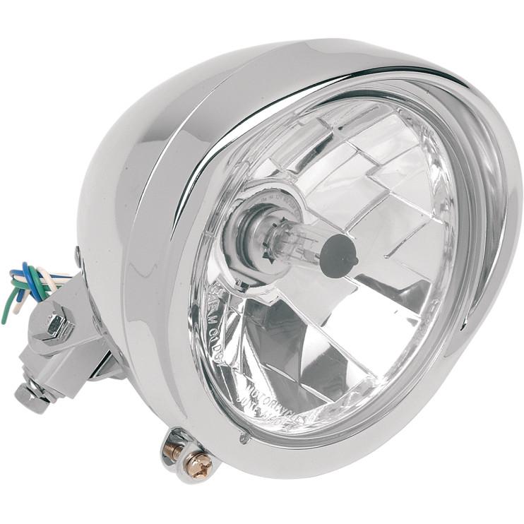 Diamond-Style Bottom-Mount 5 3/4in. Headlight Assembly - Visor Bezel - Clear lens