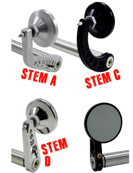 3 1/4in. Round Bar End Mirror - Stem D - Black-Anodized