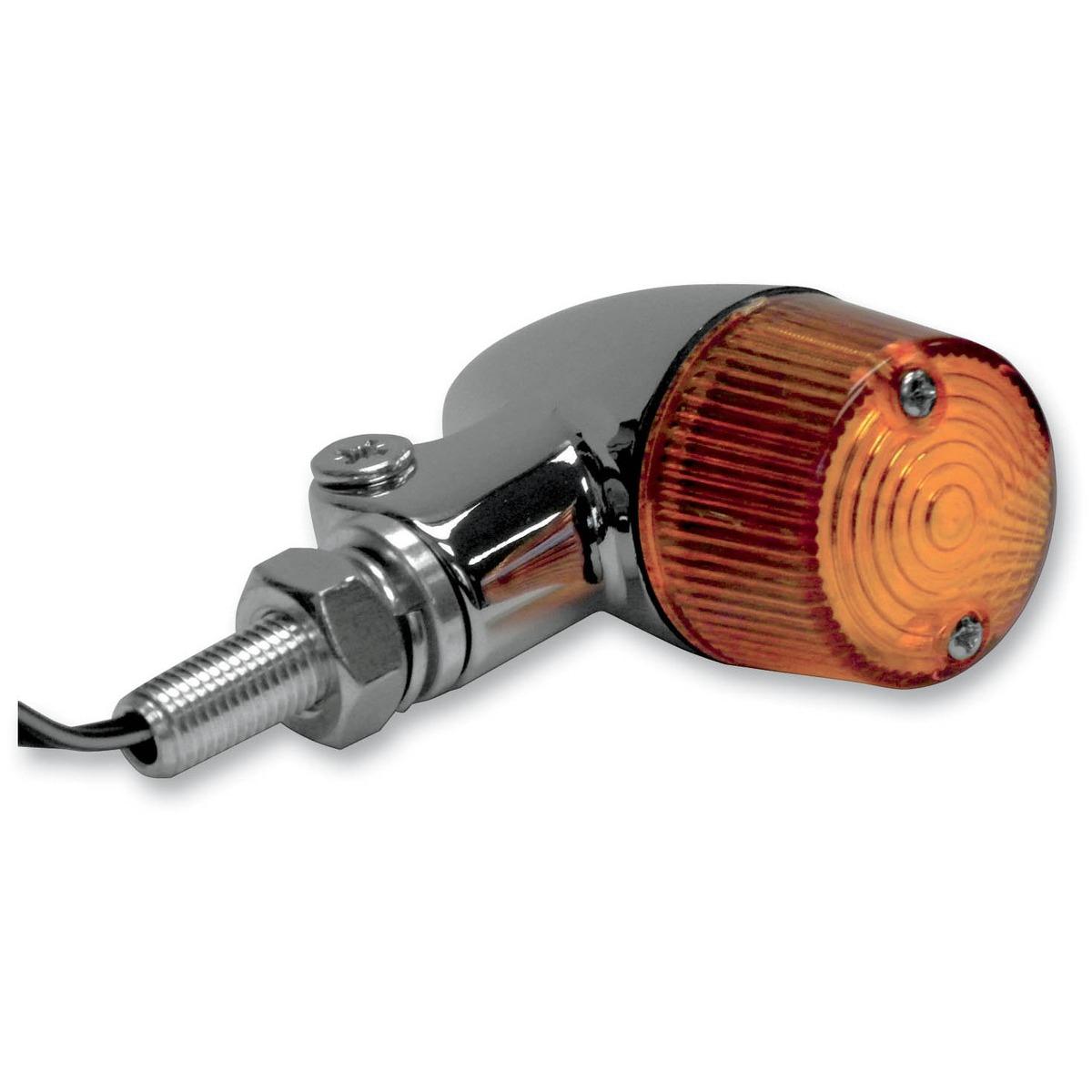 Chrome Aluminum Marker Lights - Round #2 with Amber Lens - Single Filament