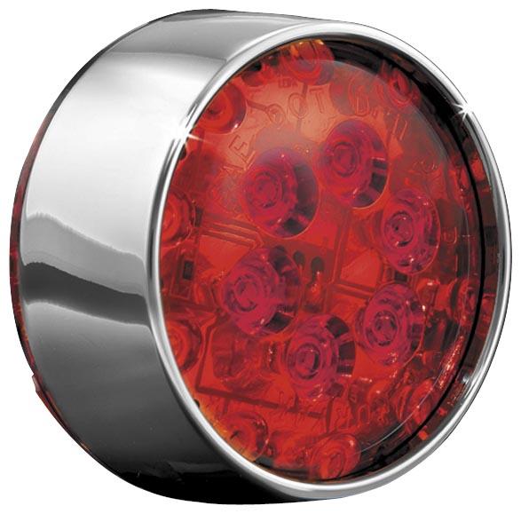 LED Rear Turn Signal Inserts - Dual Function - Chrome Bezel/Red Lens