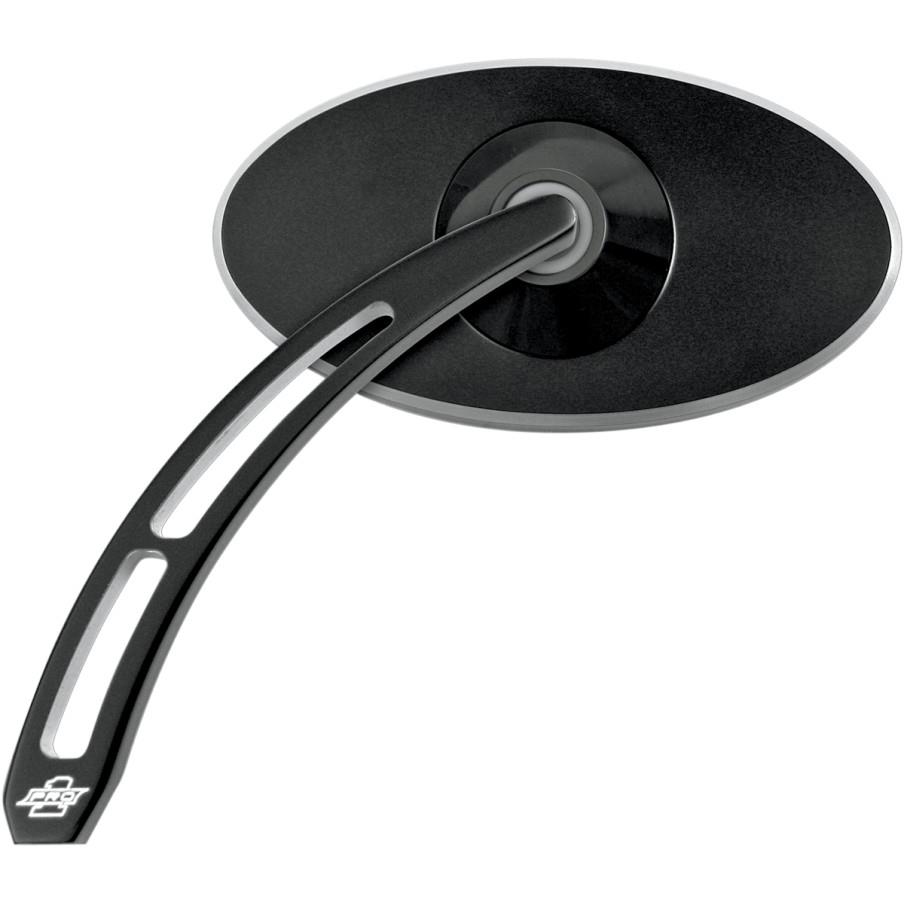 Oval Pro Street Smooth Mirror with Teardrop Cutout Stem - Left - Black