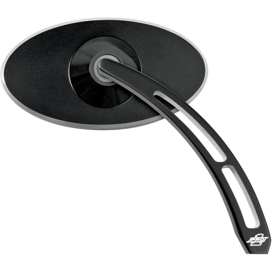 Oval Pro Street Smooth Mirror with Teardrop Cutout Stem - Right - Black
