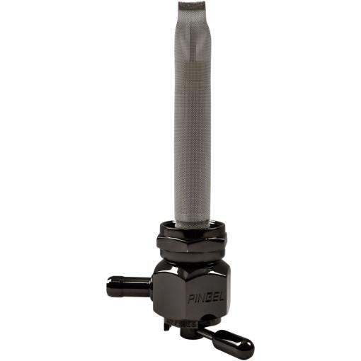 Power-Flo Fuel Valve - 3/8in. NPT Round - 90 Deg. Outlet Facing Inward - Smooth - Black Chrome