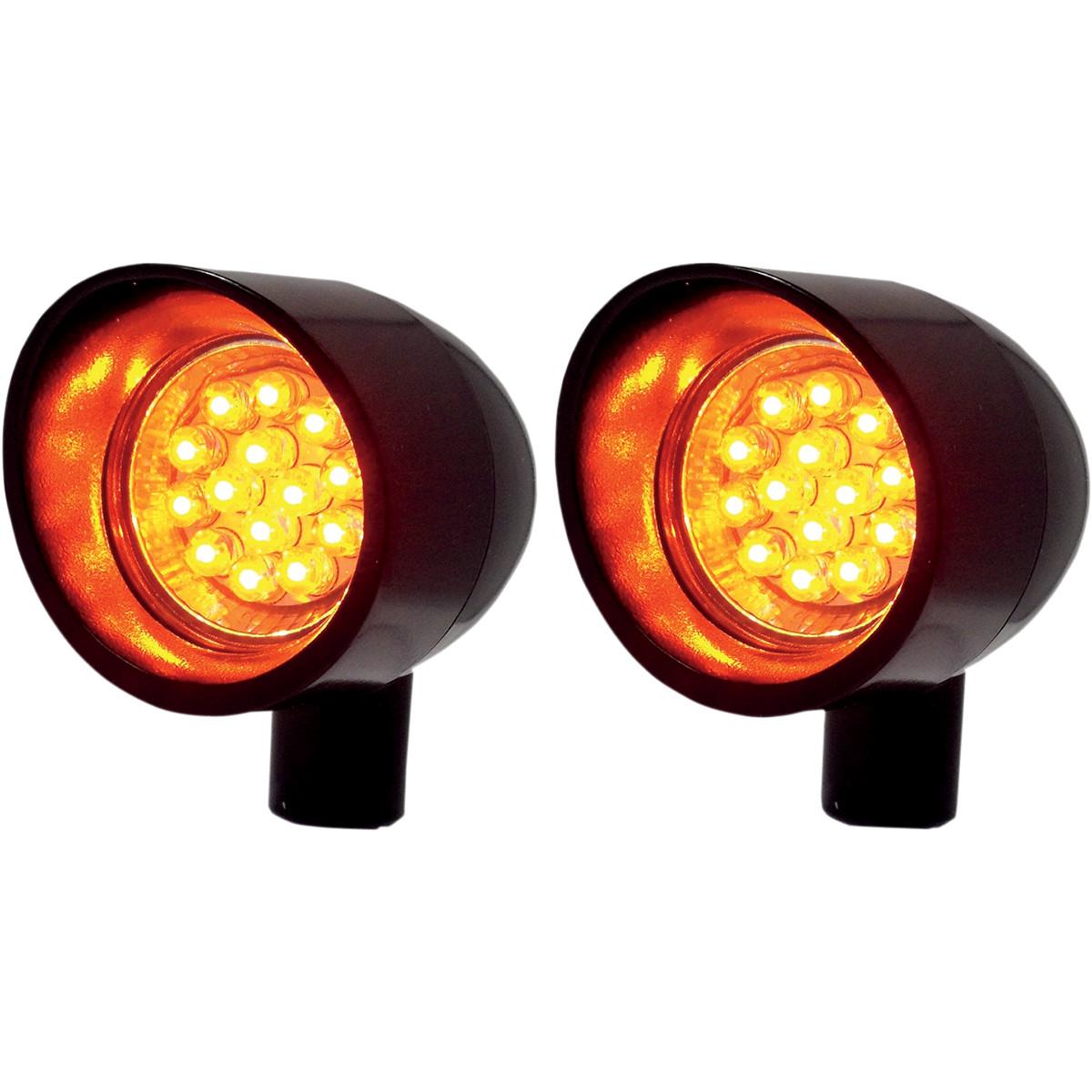Vizor Lights - LED Turn Signals - 1 9/16in. Diameter - Amber Lens/Black Housing