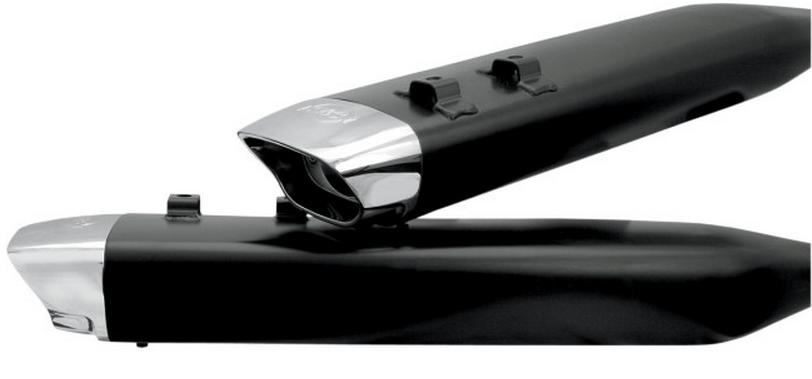 SPO Slip-On Touring Mufflers - Jet-Hot Black with Chrome Billet End Caps