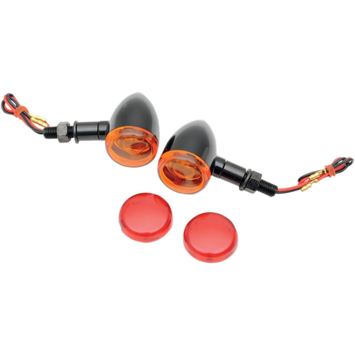 Mini Deuce Marker Lights with Stud Mount - Gloss Black Housing - Amber/Red Lens