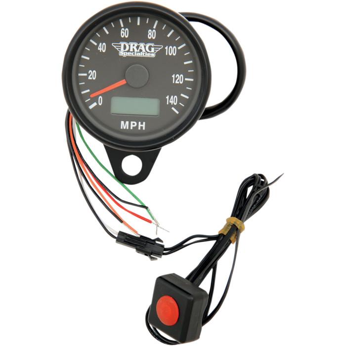 Programmable Mini Electronic Speedometer with Odometer/Tripmeter - 2.4in. - Matte Black/Black Face