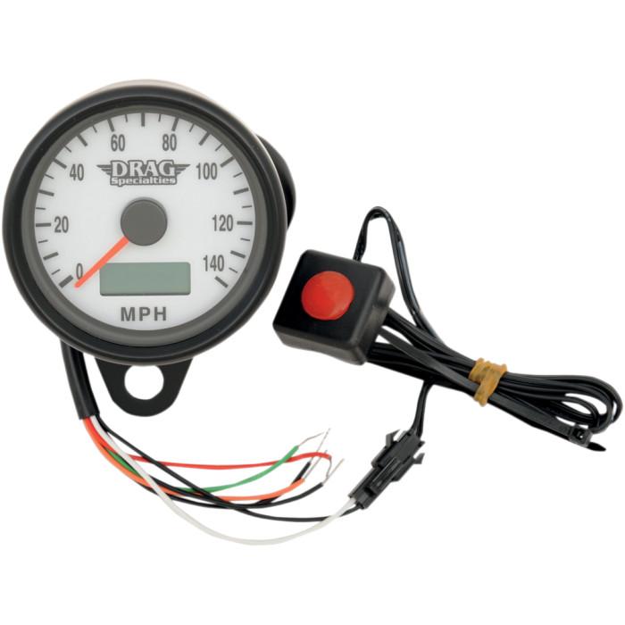 Programmable Mini Electronic Speedometer with Odometer/Tripmeter - 2.4in. - Matte Black/White Face