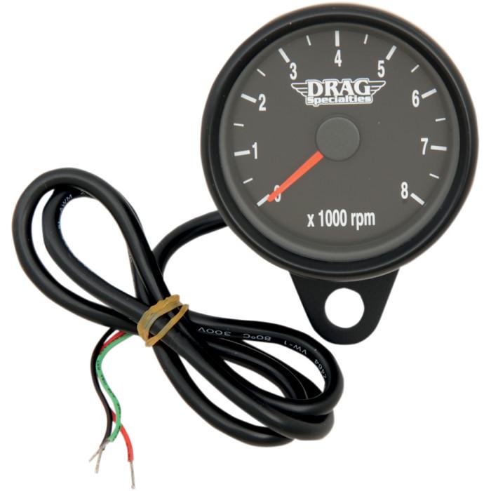 Matte Black 2.4in. Mini Electronic 8000 RPM Tachometer - Black Face with Orange Needle