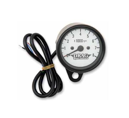 2.4in. Mini Electronic 8000 RPM Tachometer - White Face with Black Needle