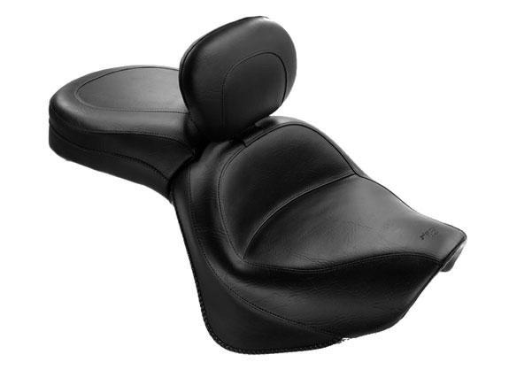 Wide Touring One-Piece Seat with Driver Backrest - Vintage