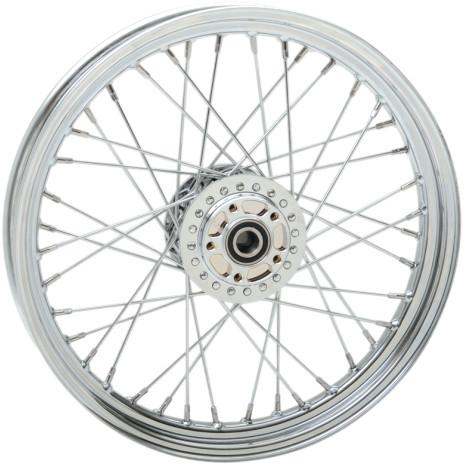 Laced 40 Spoke Front Wheel - 19x2.5 - Chrome (Single/Dual Disc)