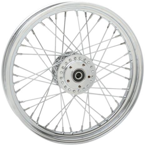 Laced 40 Spoke Front Wheel - 19x2.15 - Chrome (Single/Dual Disc)