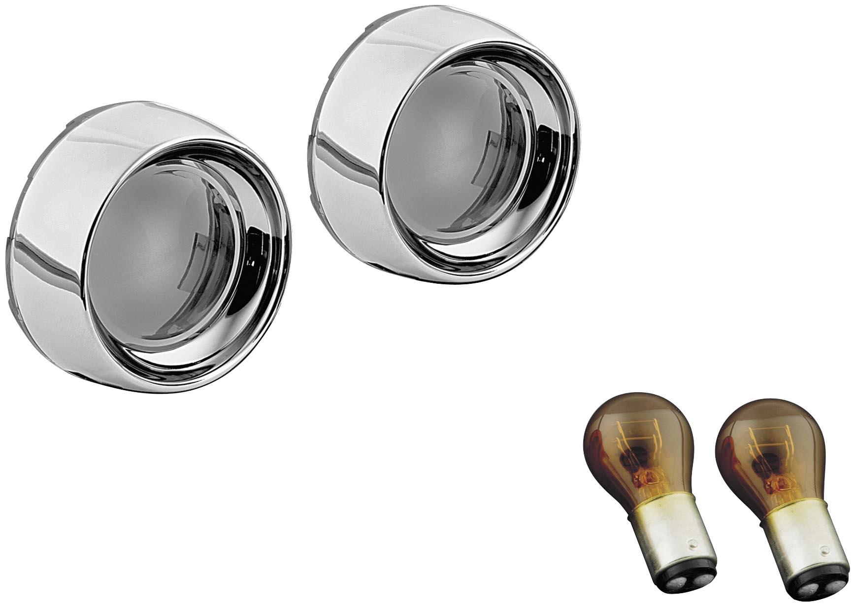 Deep Dish Bezels with Smoke Lenses and Red Single-Circuit Bulbs