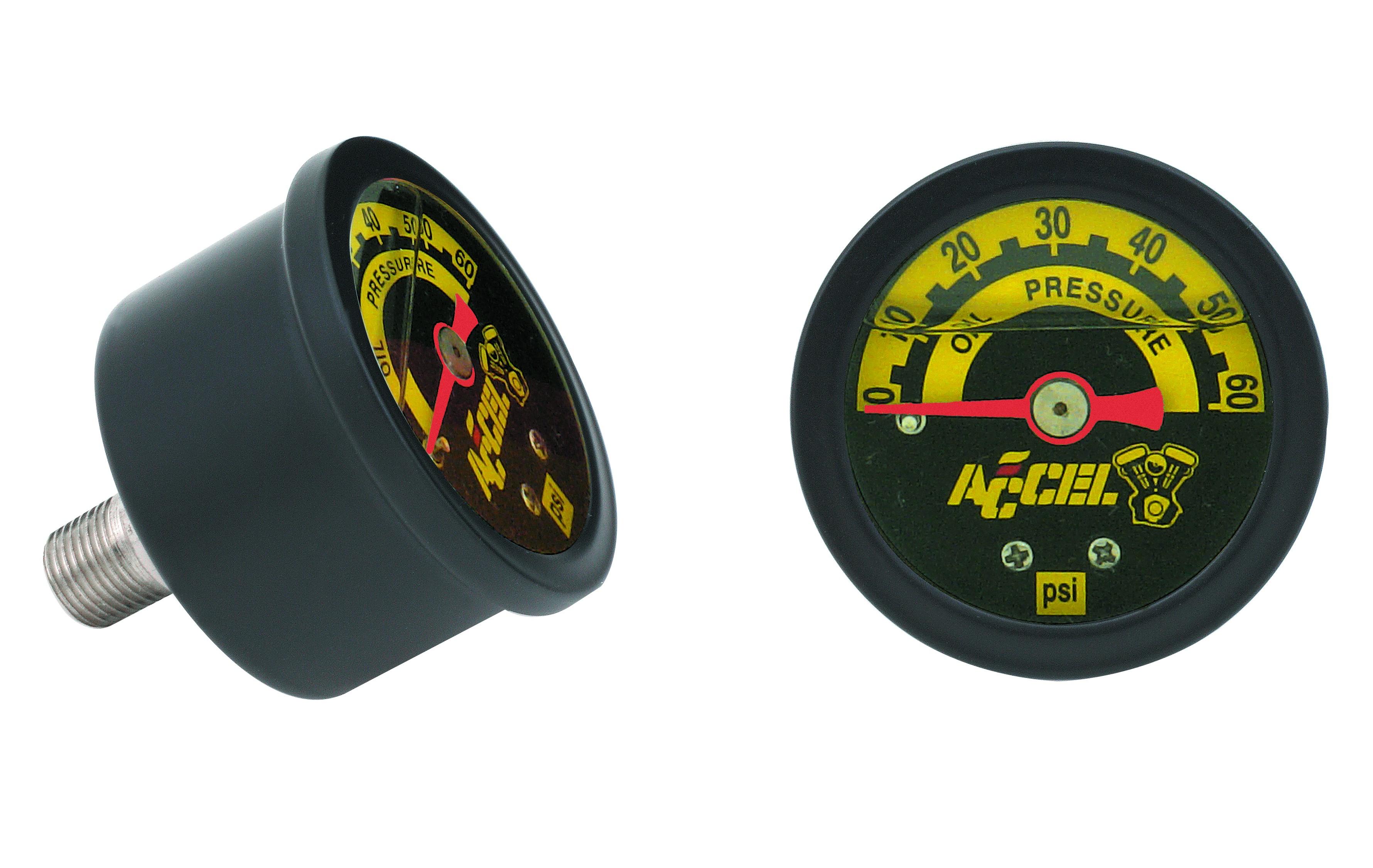 Liquid Filled Rear Mount Oil Pressure Gauge - 60 PSI - Black