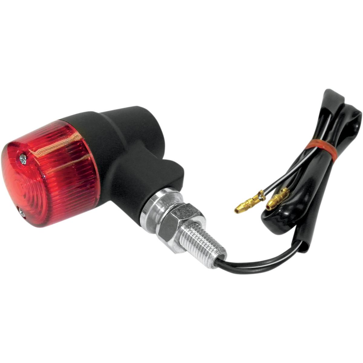 Black Satin Aluminum Marker Lights - Round #3 with Red Lens - Dual Filament