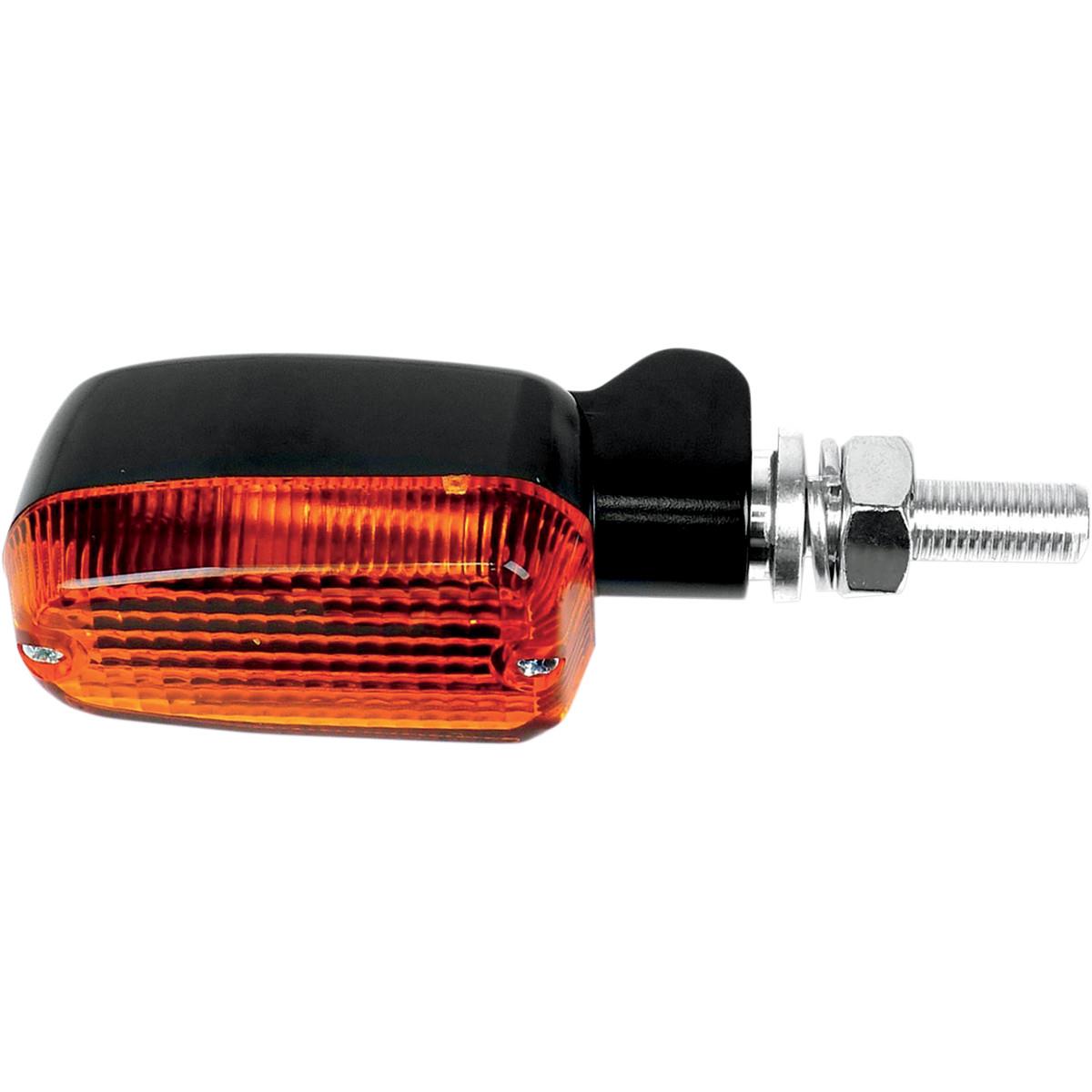 Black Satin Aluminum Marker Lights - Oblong with Amber Lens - Dual Filament