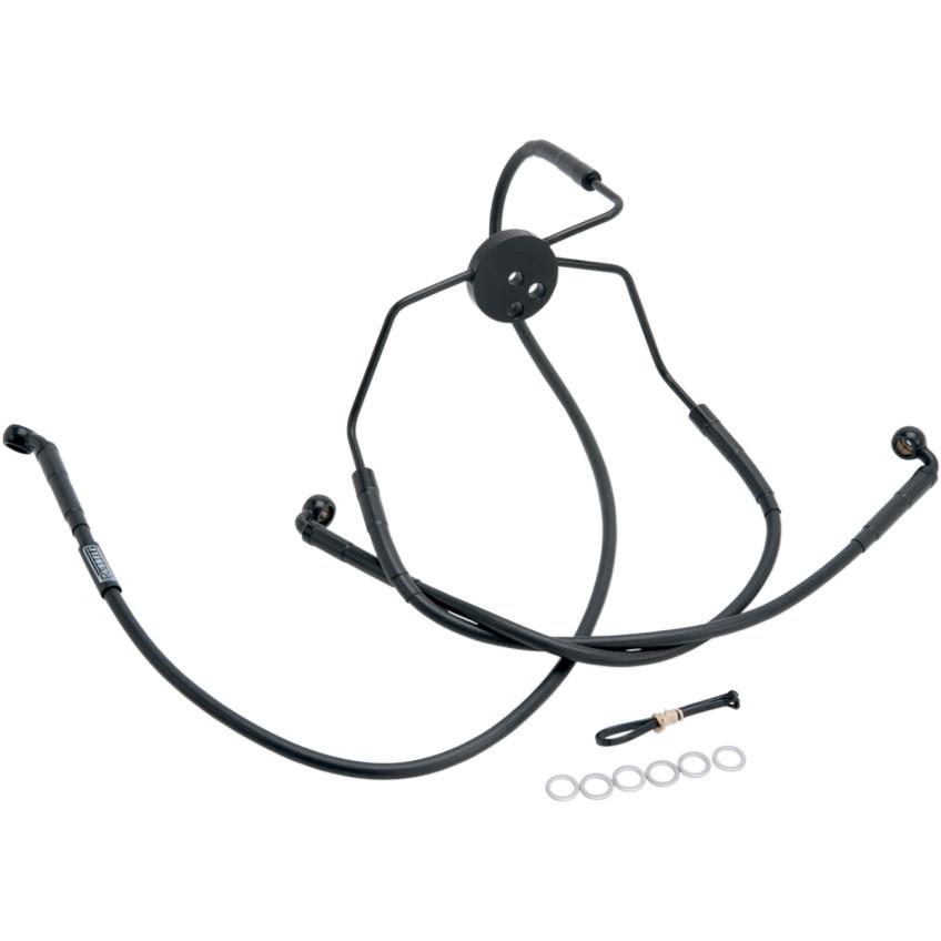Extended Length Braided Front Brake Line Kit - +4in. Length Upper - Black