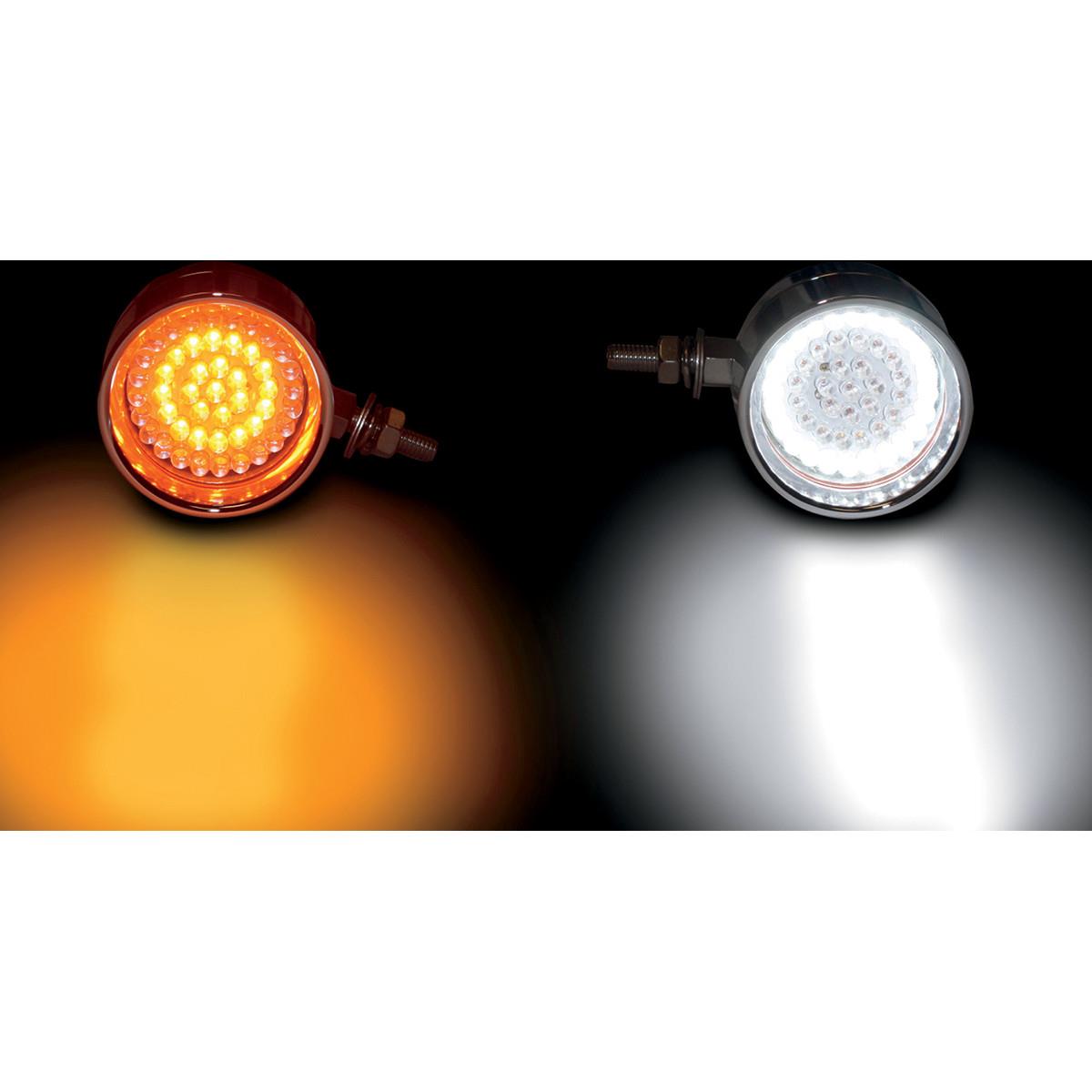 Chrome Billet Amber/White Dynamic Ringz Turn Signals