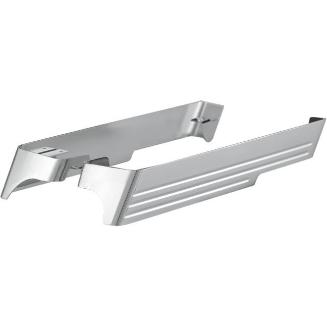 Billet Saddlebag Extensions with Cutouts for Vance/Hines Monster Oval Mufflers - Chrome