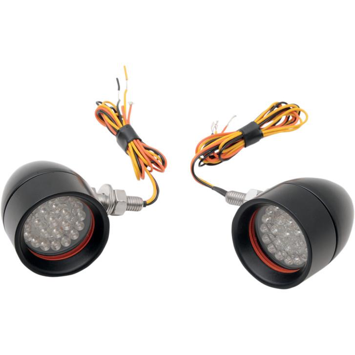 Black Mini Bullet LED Turn Signal - Amber