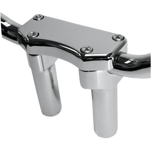 Handlebar Riser/Top Clamp Kit with 1in. Clamping Area - 4in. Tall - Chrome
