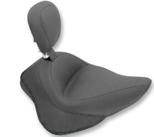 Wide Touring Solo Seat with Removable Backrest - No Studs