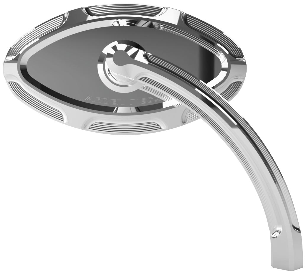 Beveled Cats Eye Short Stem Billet Mirror - Left - Chrome