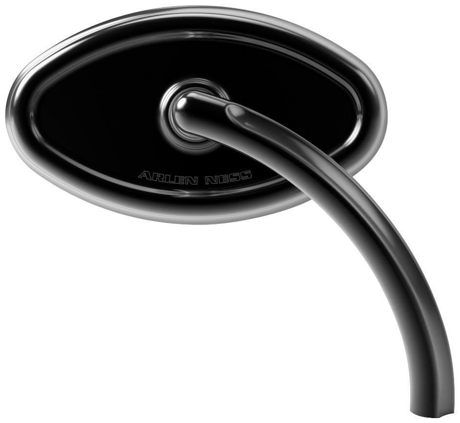 Curvaceous Cats Eye Short Stem Billet Mirror - Left - Black