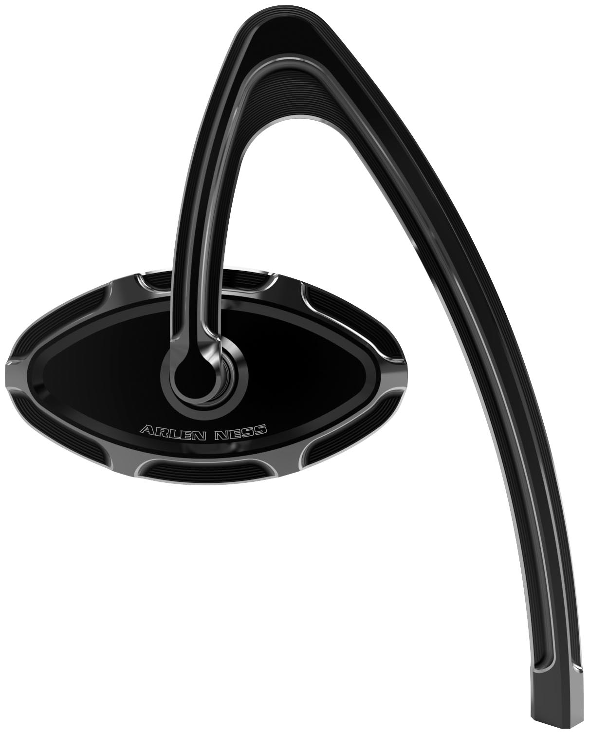 Beveled Cats Eye Hanger Stem Billet Mirror - Left - Black