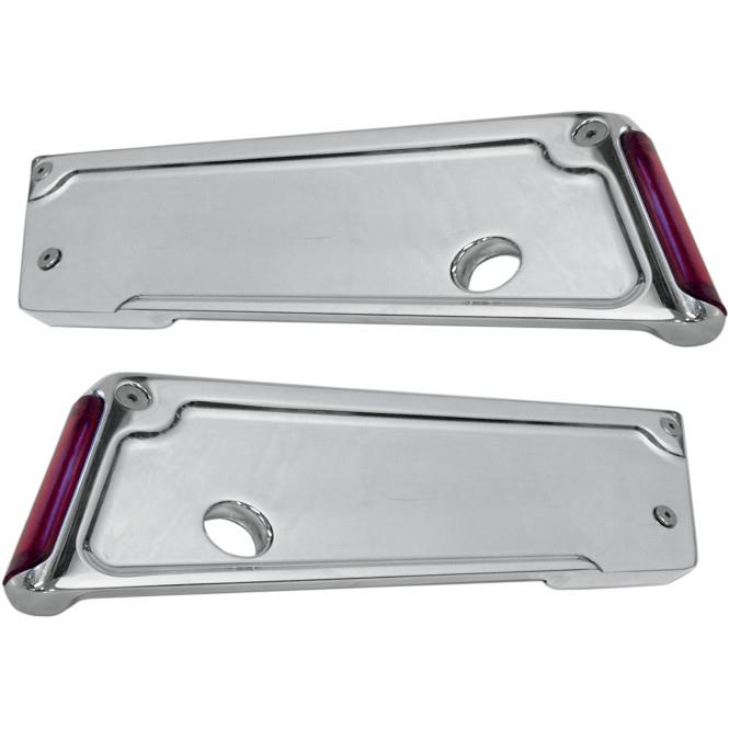 Lighted Saddlebag Latch Covers - Chrome with Red Lens/LEDs
