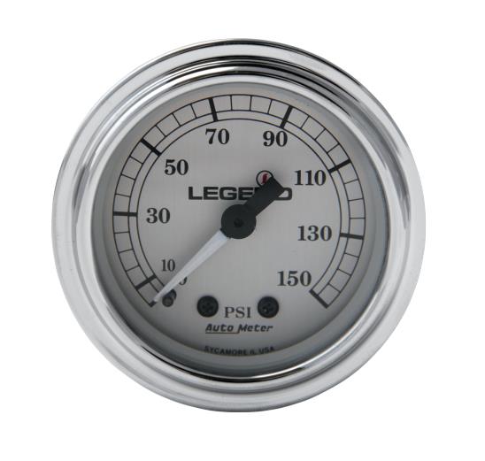 Fairing Mounted LED Backlit PSI Gauge - Silver with White Face